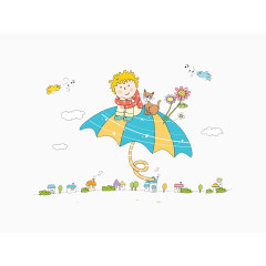 雨伞上坐着高清免扣素材