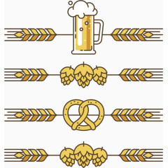 矢量手绘金色麦穗