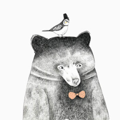 棕熊可爱线描素材图片