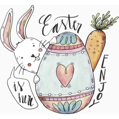 手绘胡萝卜小白兔