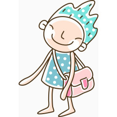 手绘读书女孩素材