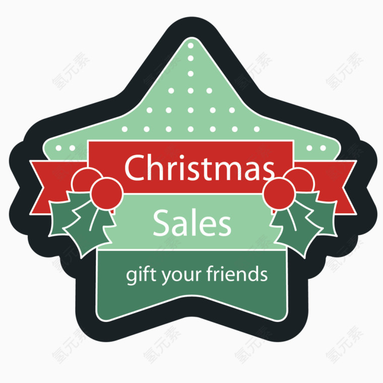 矢量圣诞五角星标签