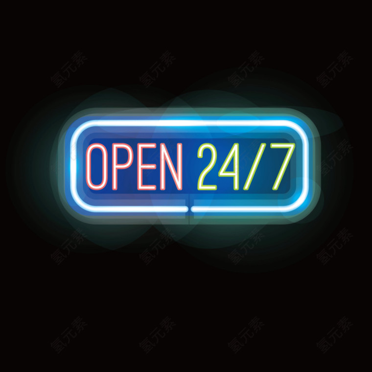 矢量霓虹灯蓝色发光数字