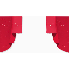 红色舞台帘幕手绘