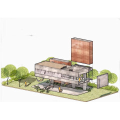 淡雅的建筑手绘