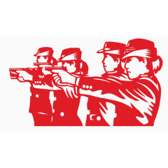 矢量警察练习枪法剪纸素材