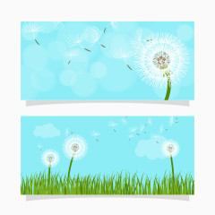 矢量蒲公英风景卡片
