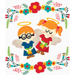 明亮彩色边框小天使