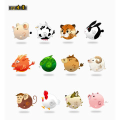 手绘12生肖的动物合集