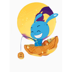 坐在月饼上的兔子