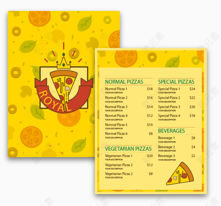 创意披萨菜单矢量素材