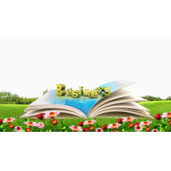 草地花朵书本背景素材