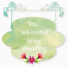 手绘水彩婚礼引导牌