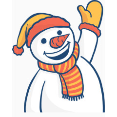 卡通矢量圣诞节雪人打招呼