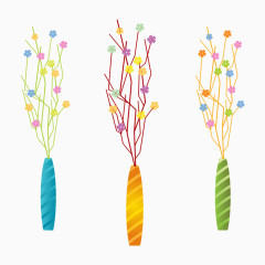 矢量图几束花瓶