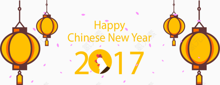 圆形灯笼新年横幅