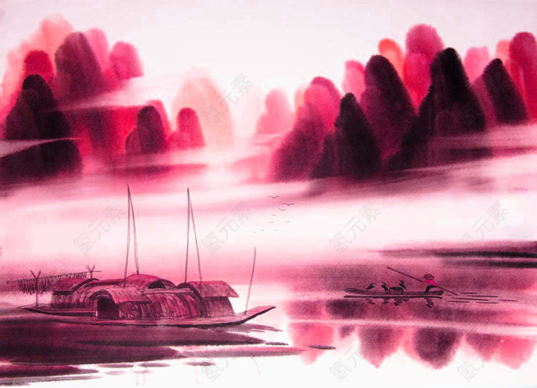 唯美山水画绘画