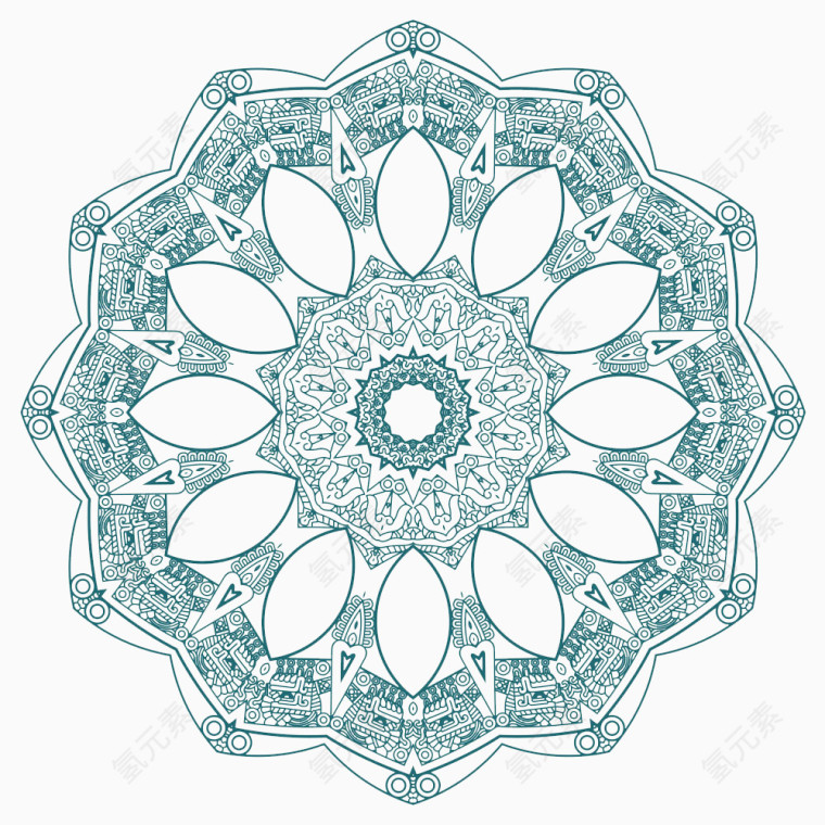 绿色古典墨西哥花纹
