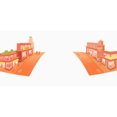 卡通道路街道商店元素合集