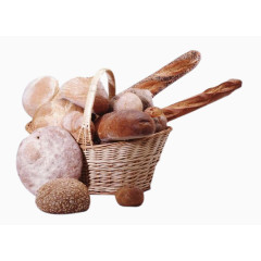 竹筐里的各种面包