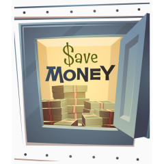 扁平卡通保险箱矢量