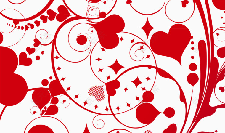 矢量红色爱心曲线装饰