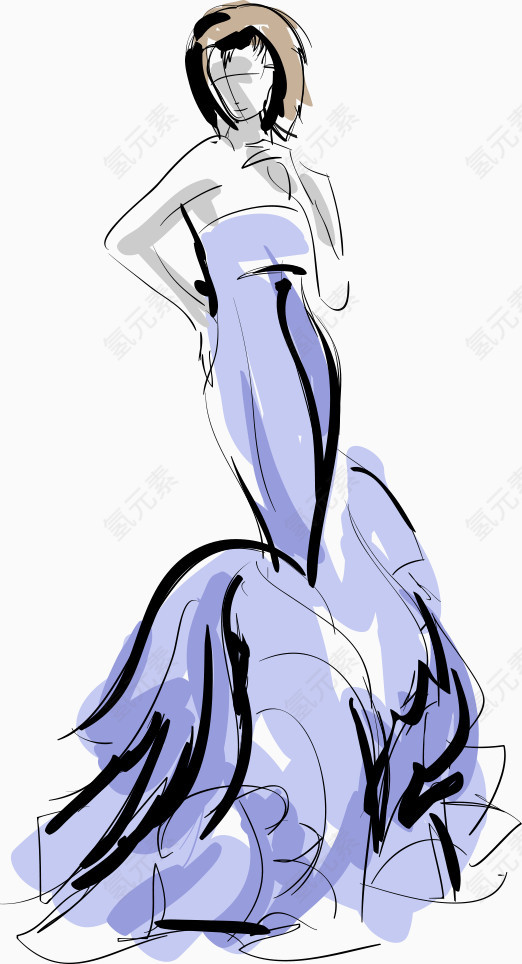 矢量礼服设计手稿
