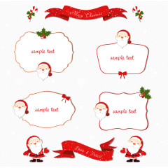 圣诞红色丝带与圣诞老人