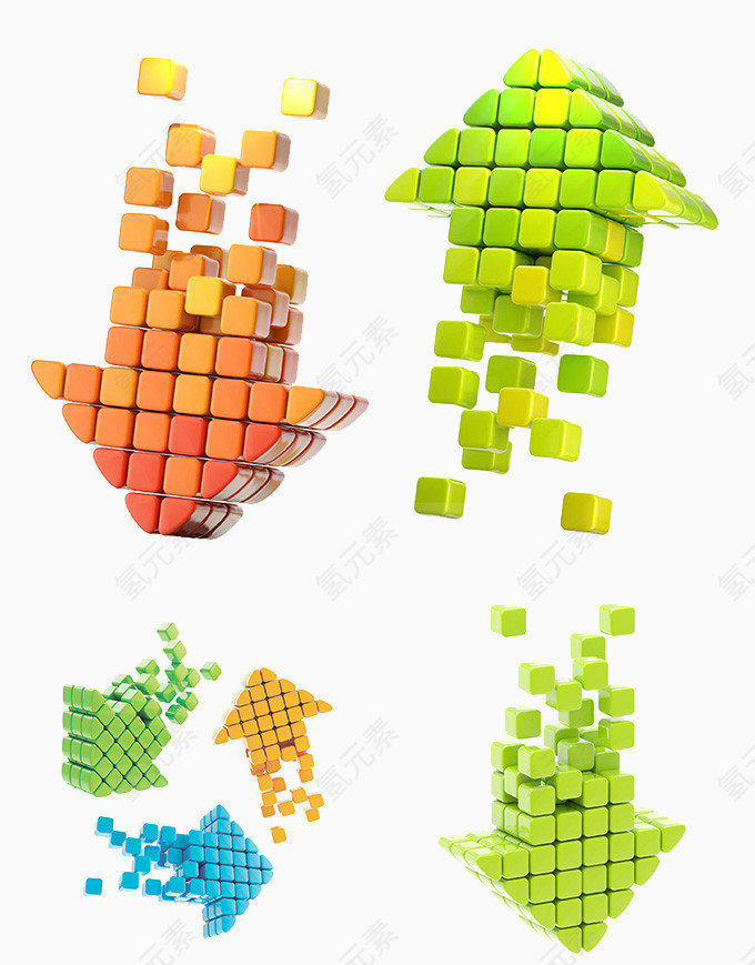 创意3D方块组成的立体箭头