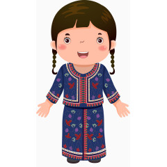 卡通人物民族服装矢量