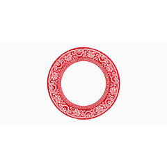 红色喜庆剪纸圆形边框装饰图案