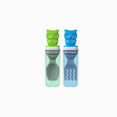 爱迪生儿童不锈钢餐具绿+蓝勺叉套装.