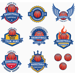 蓝色篮球队徽logo矢量素材