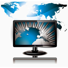 黑色台式电脑矢量图