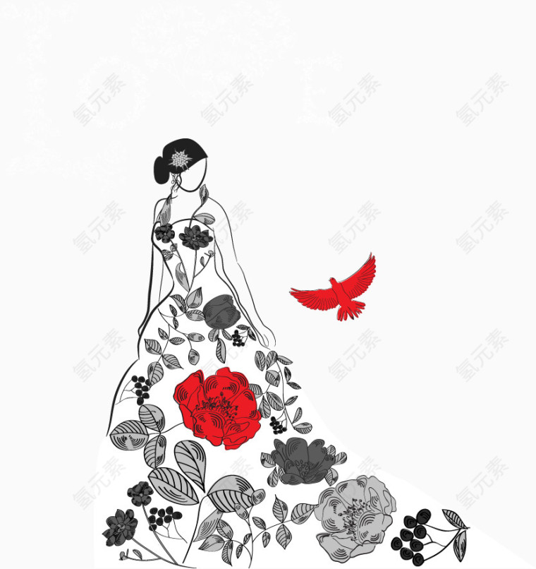 矢量创意时尚服装秀礼服