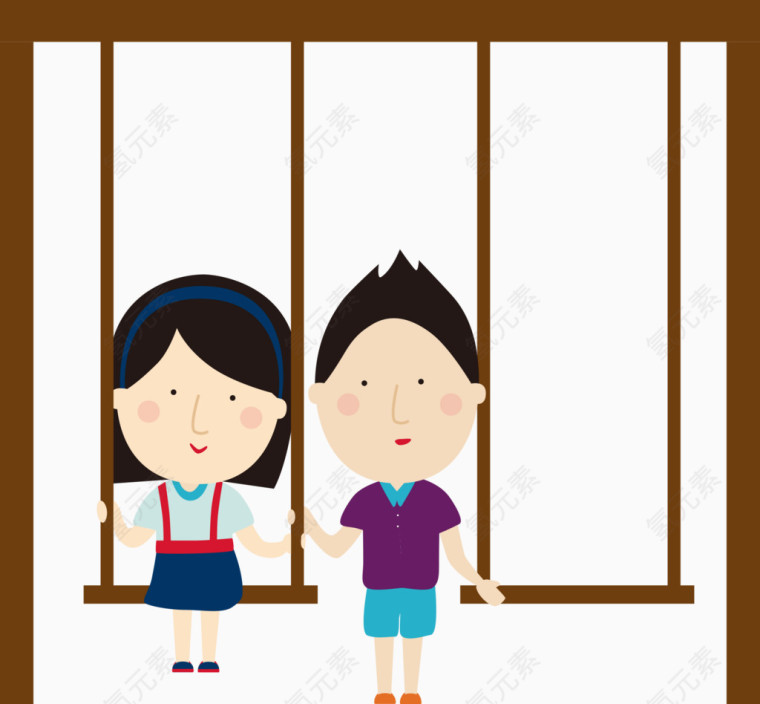 秋天上的卡通男女