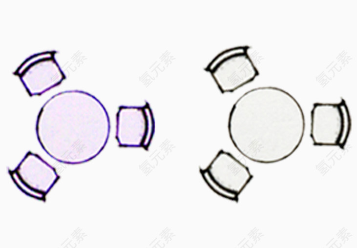 彩平图户型图手绘简约休闲桌椅