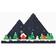 圣诞节红色房屋与小树