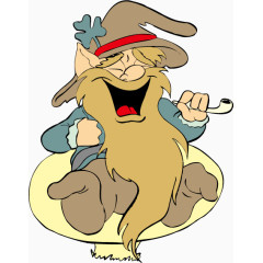 哈哈大笑的长胡子老人矢量