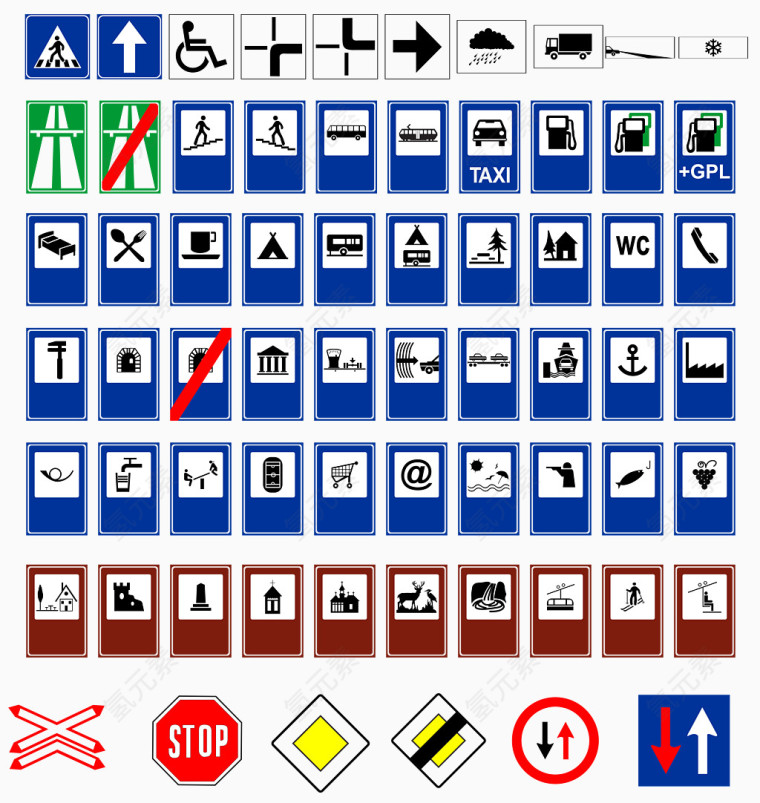 矢量交通指示图标