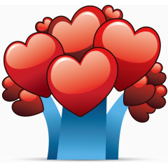 蓝色树枝心型果实元素