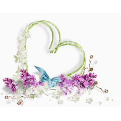 花枝彩带绿色枝条桃心