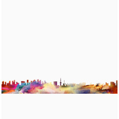 彩色城市剪影素材