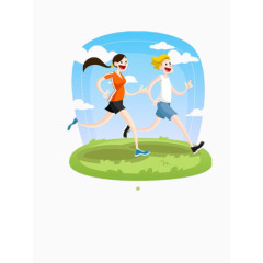 两人跑步矢量图