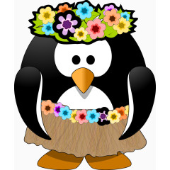 跳草裙舞的企鹅矢量图