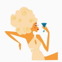 喝红酒的时尚美女