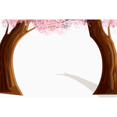 卡通粉色繁花大树边框矢量图