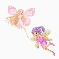 二只卡通快乐的精灵