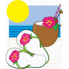 卡通海边椰子素材