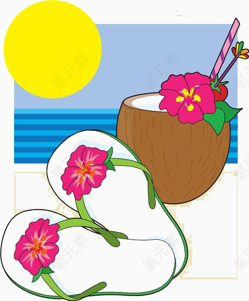 卡通海边椰子素材